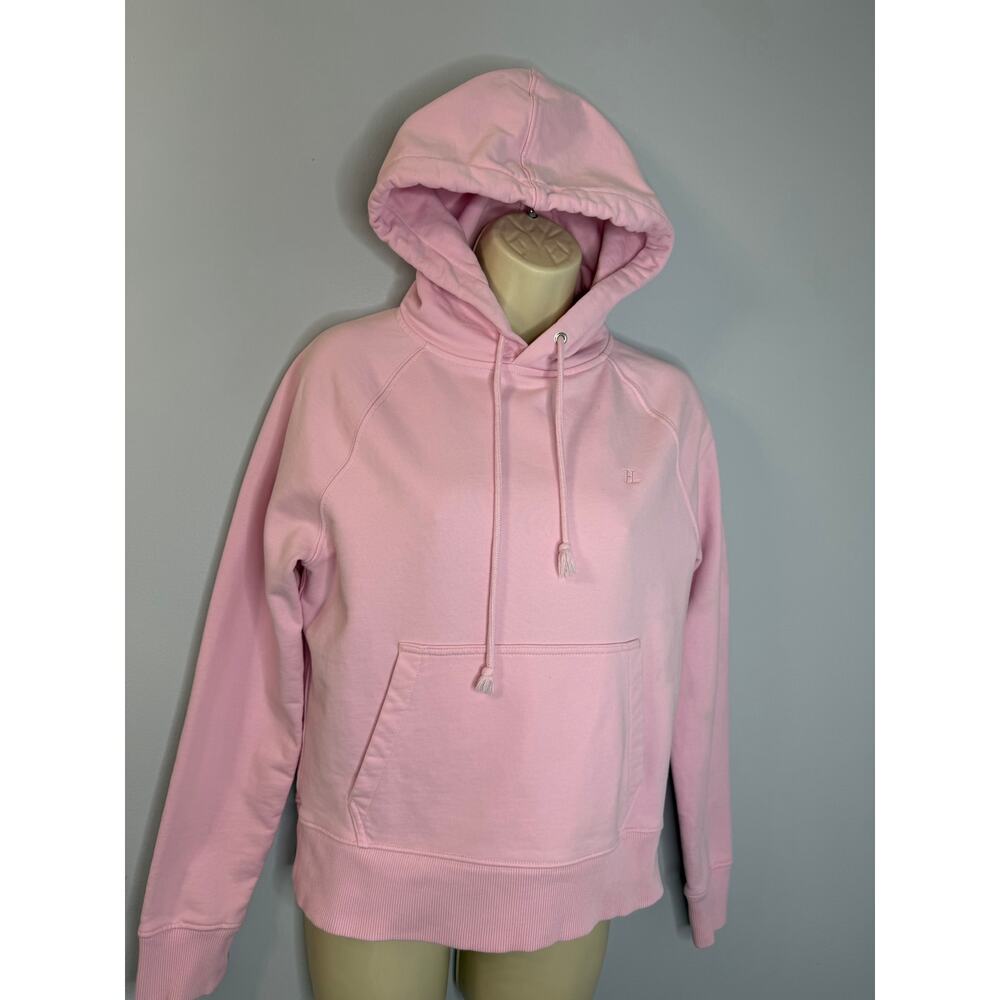 Helmut Lang Women's Pink Long Sleeve Drawstring Cotton Hoodie Sweatshirt Sz XS
